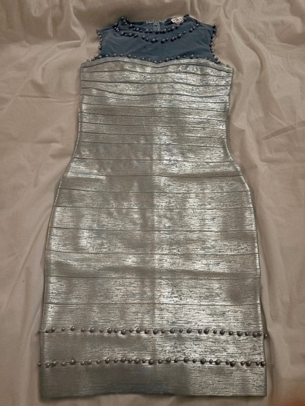 Venus Blue Beaded Metallic Dress!!